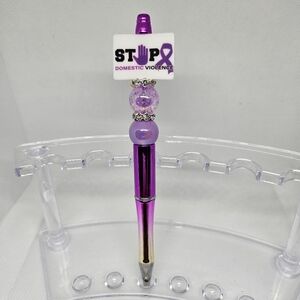 Stop Domestic Violence Awareness Pen Bling and Beaded Pen Black Ink